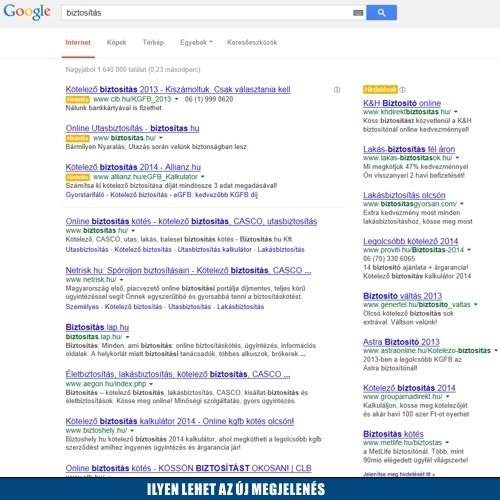 Google AdWords hirdetései - új megjelenés