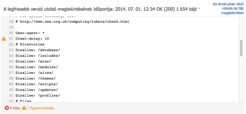 Google Webmestereszközök - Robots.txt